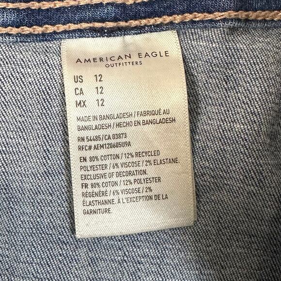American Eagle Denim Shorts Blue Womens Size 12 Super Hi-Rise Shortie Button Fly - Picture 6 of 8
